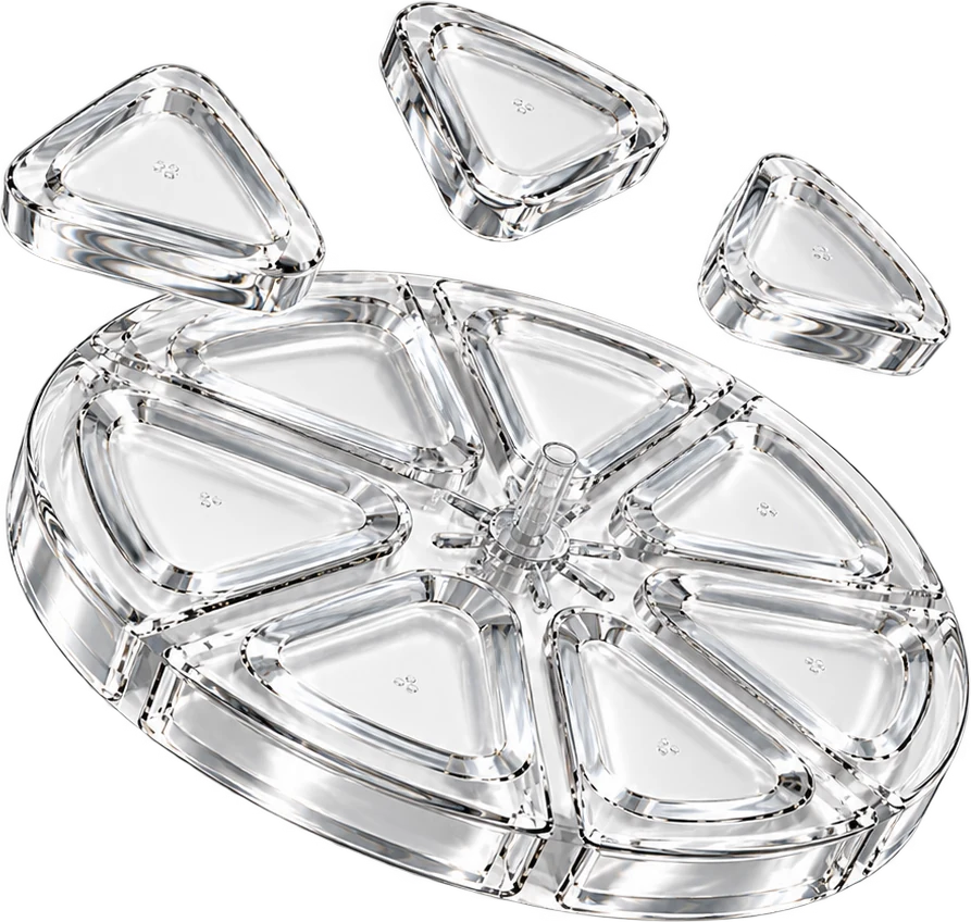 Capsule SafeFloat™ en cristal, ses segments détachés au-dessus